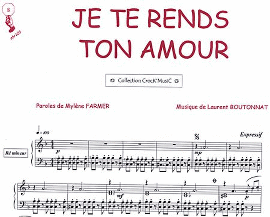 Je te rends ton amour (Collection CrocK'MusiC) image number null