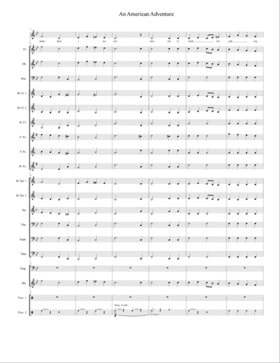 An American Adventure for Band with (optional) Chorus 4-Part scores gallery preview page 3
