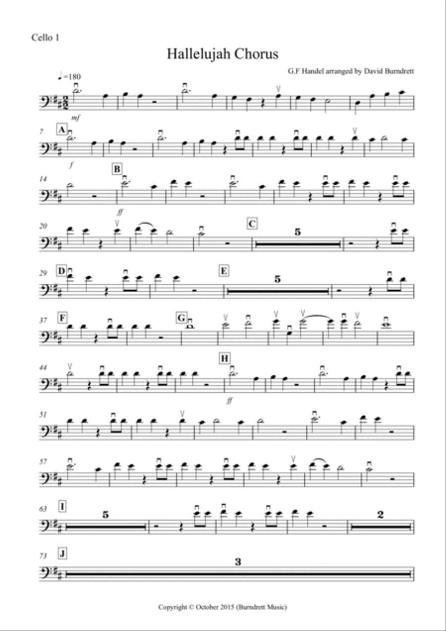 Hallelujah Chorus for Cello Quartet Choir scores gallery preview page 5