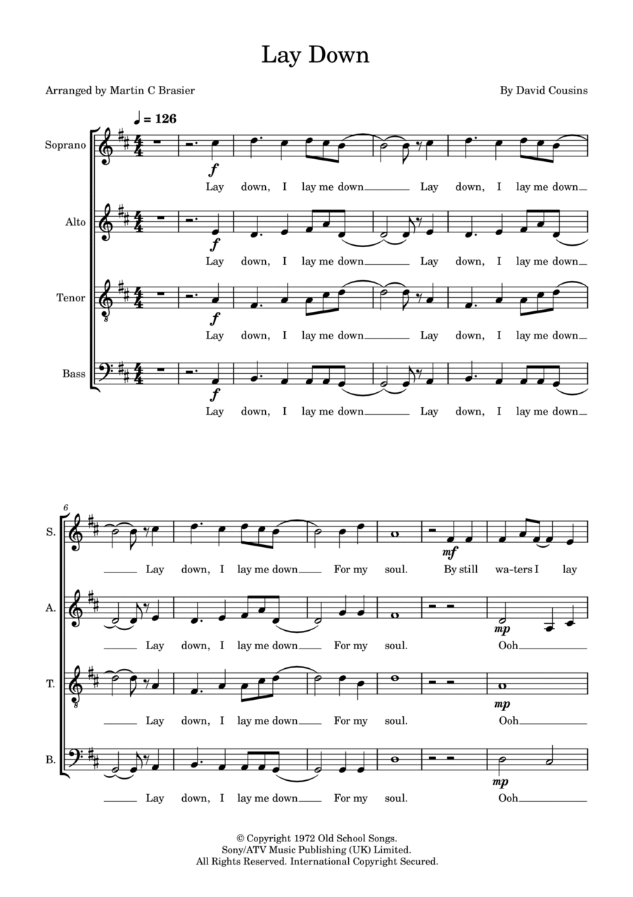 Lay Down 4-Part scores gallery preview page 1