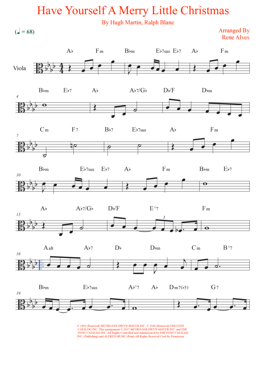 Have Yourself A Merry Little Christmas Viola Solo scores gallery preview page 1