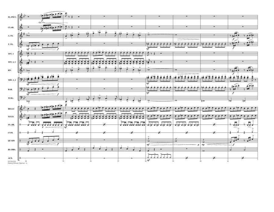 Danny Elfman Opener - Full Score Marching Band scores gallery preview page 6