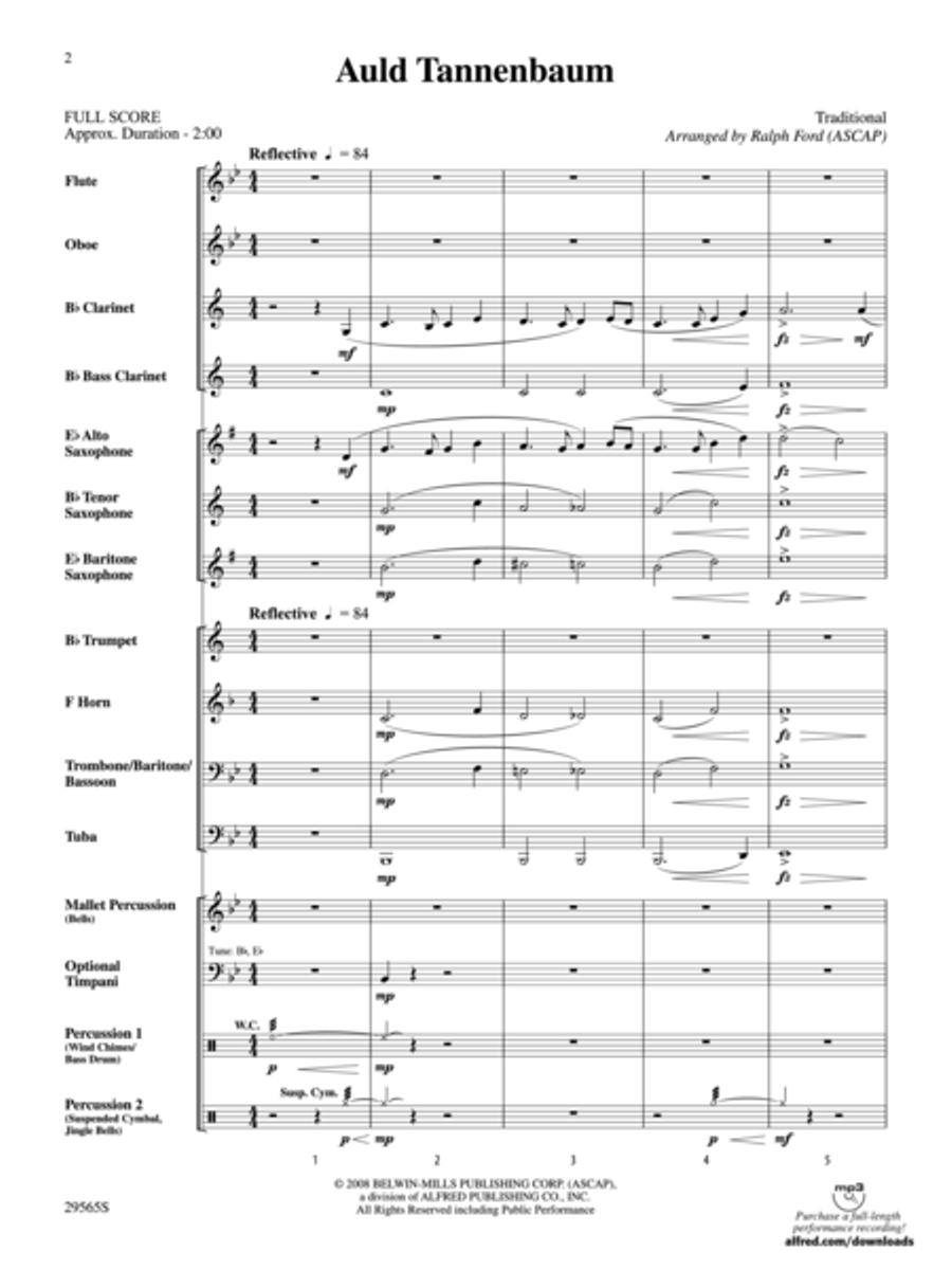 Auld Tannenbaum (score only) Concert Band scores gallery preview page 2