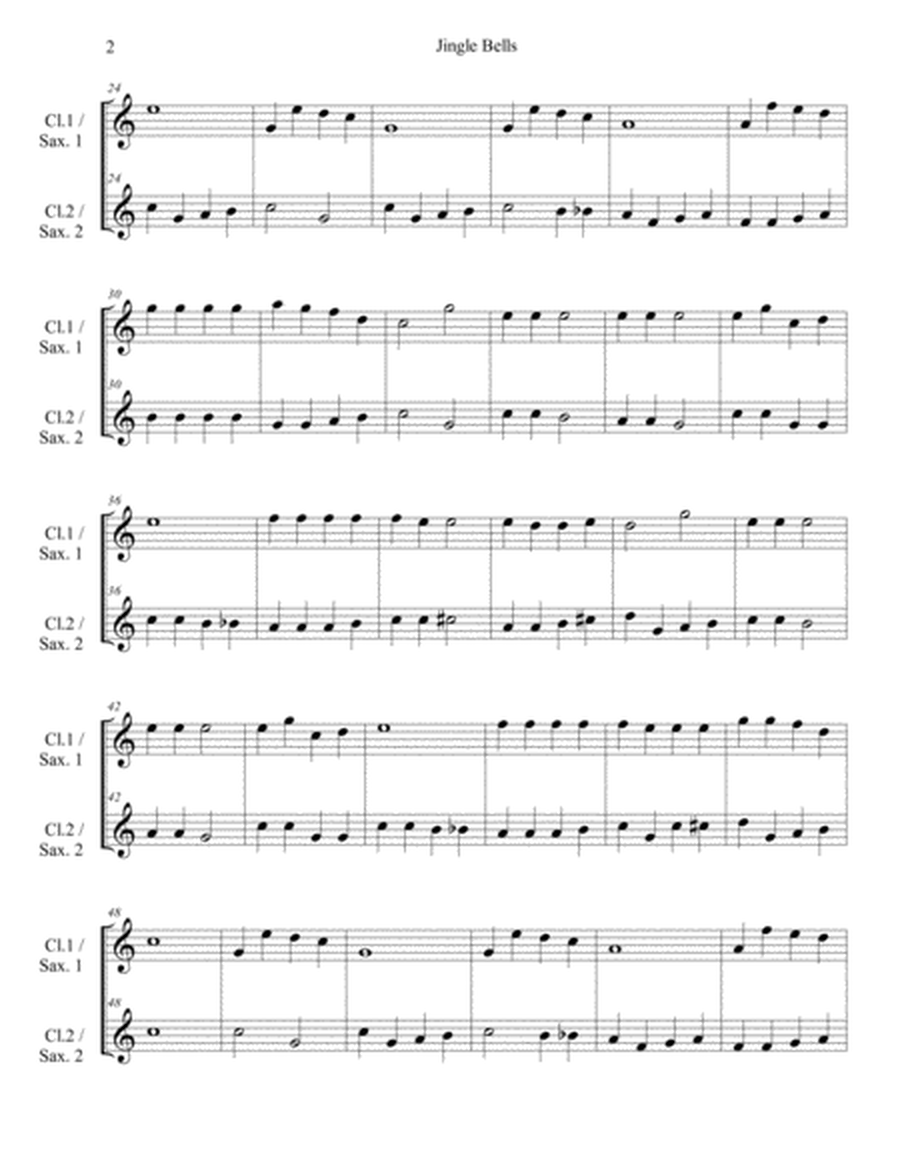 Jingle Bells-Easy Christmas song for 2 Clarinets or 2 Saxophones image number null
