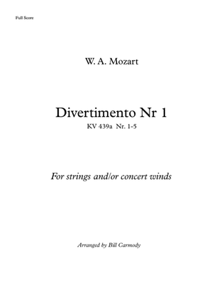 Mozart Divertimento Nr 1 concert pitch