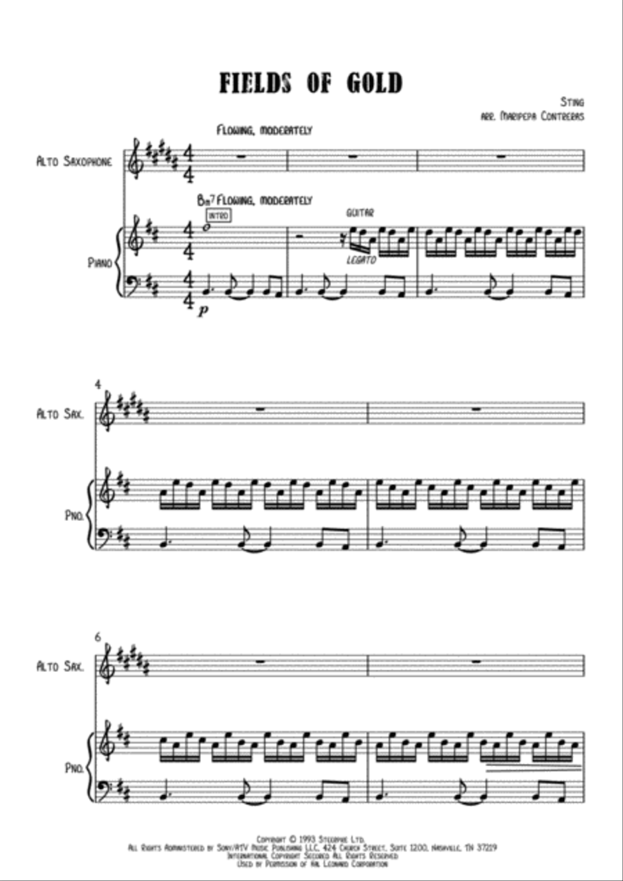 Fields Of Gold Alto Saxophone scores gallery preview page 1