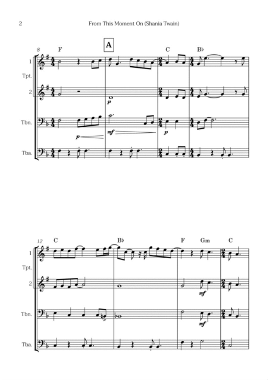 From This Moment On Brass Quartet scores gallery preview page 2