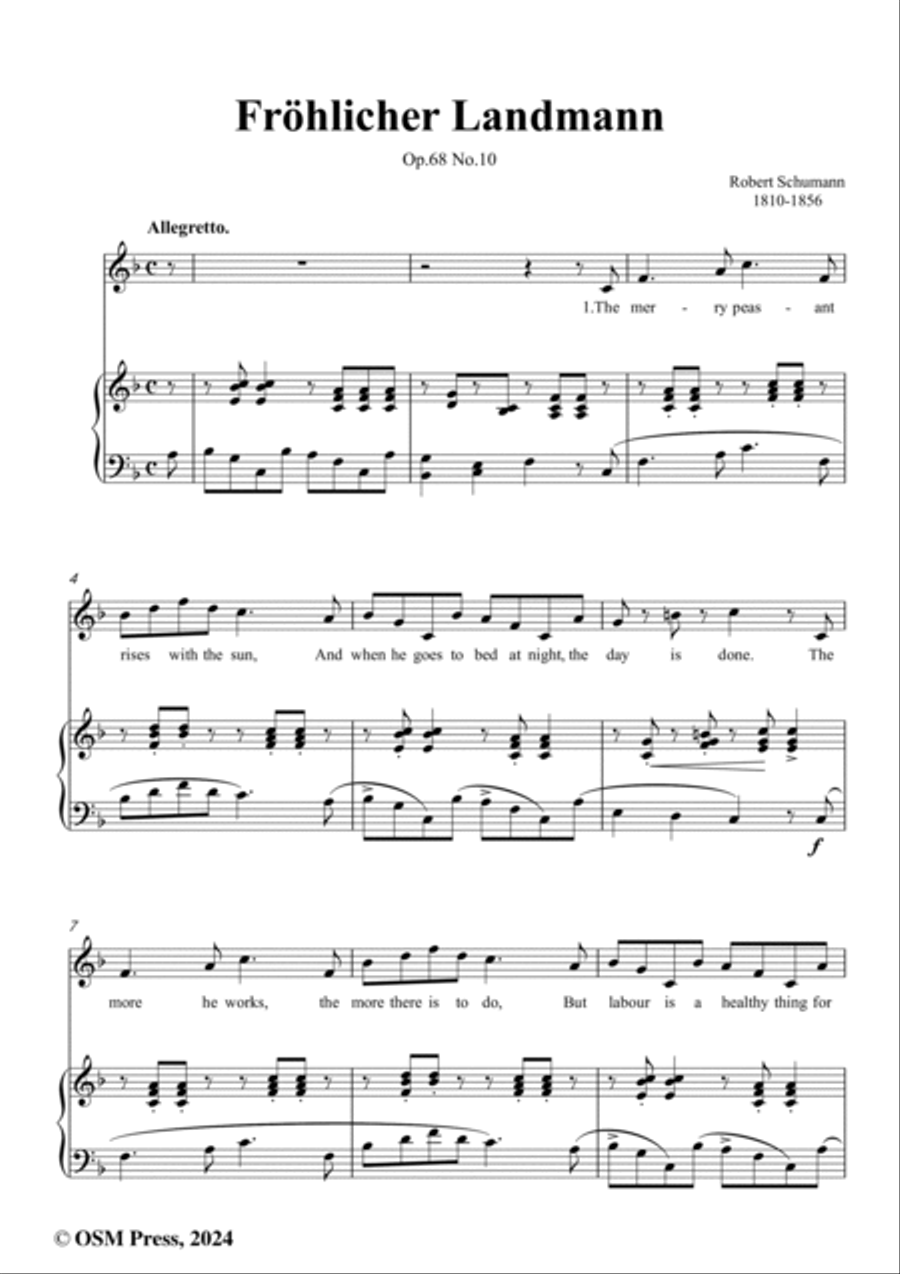 R. Schumann-Fröhlicher Landmann,Op.68 No.10,in F Major Voice scores gallery preview page 2