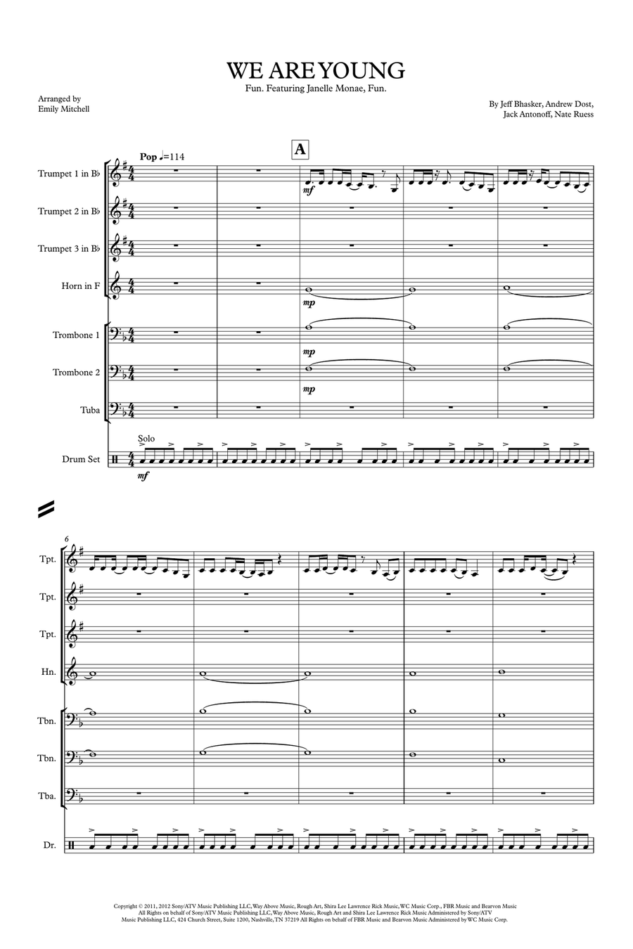 We Are Young We Are Young Brass Ensemble scores gallery preview page 1