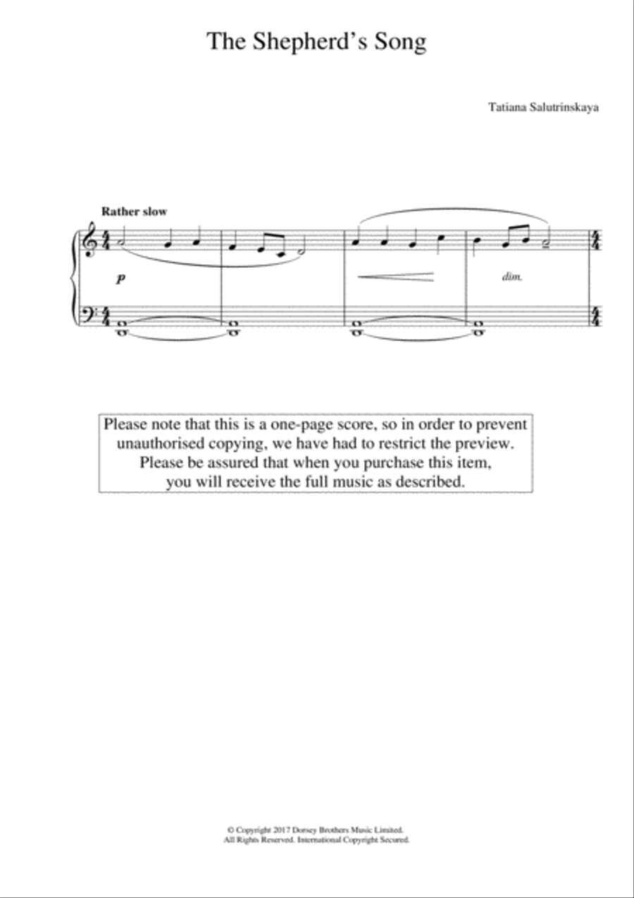 The Shepherd's Song The Shepherd's Song Easy Piano scores gallery preview page 1