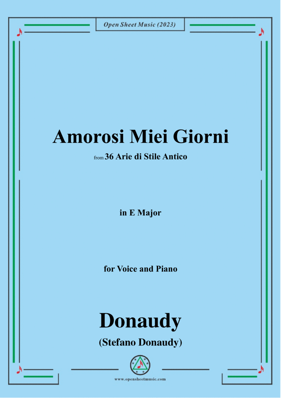 Book cover for Donaudy-Amorosi Miei Giorni,in E Major