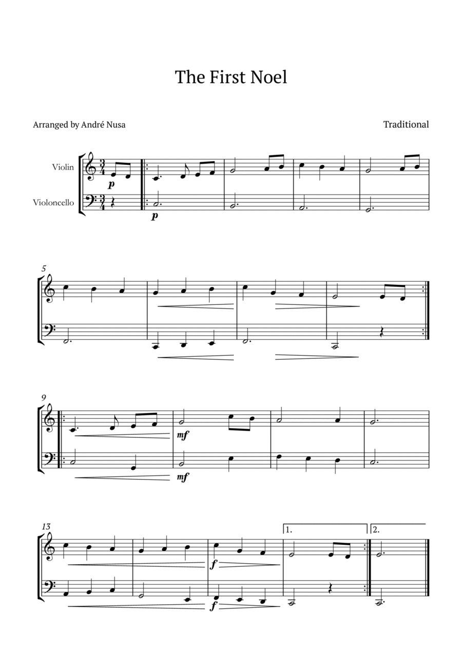 The First Noel String Duet scores gallery preview page 1