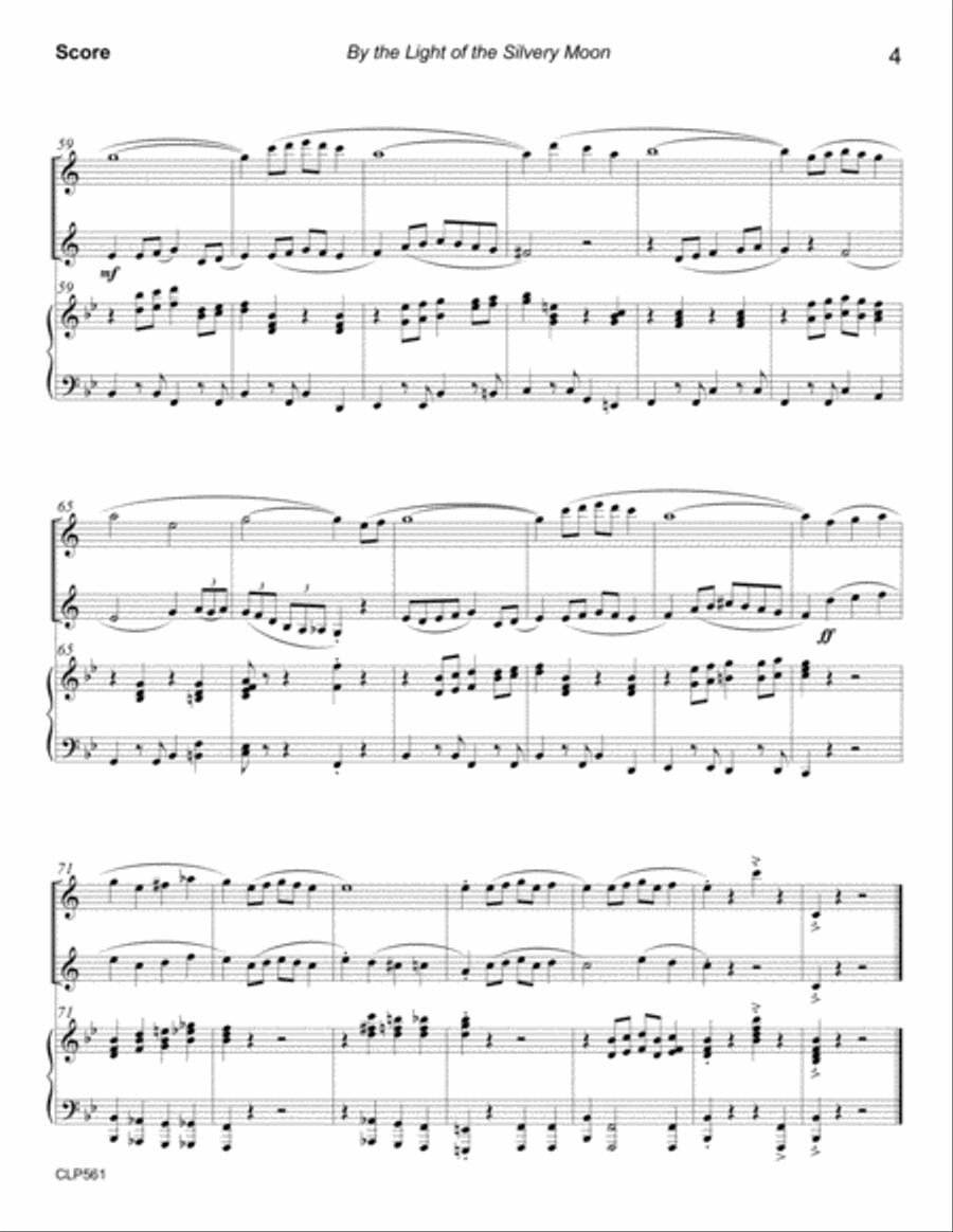 BY THE LIGHT OF THE SILVERY MOON - CLARINET DUET with Piano Accompaniment Clarinet Duet scores gallery preview page 4
