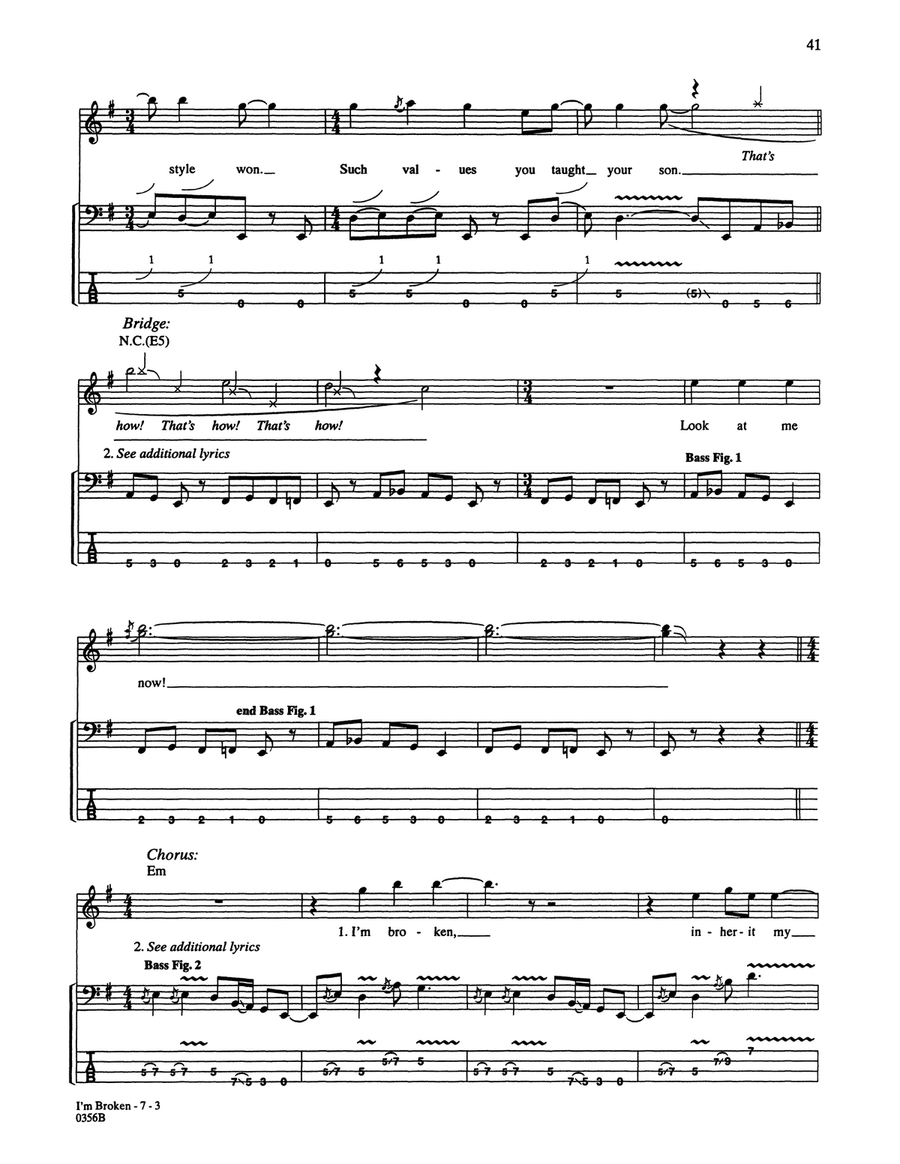 I'm Broken Bass Guitar Tablature scores gallery preview page 3