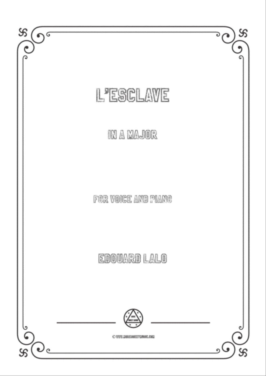 Lalo-L'esclave in A Major,for Voice and Piano Voice Solo scores gallery preview page 1