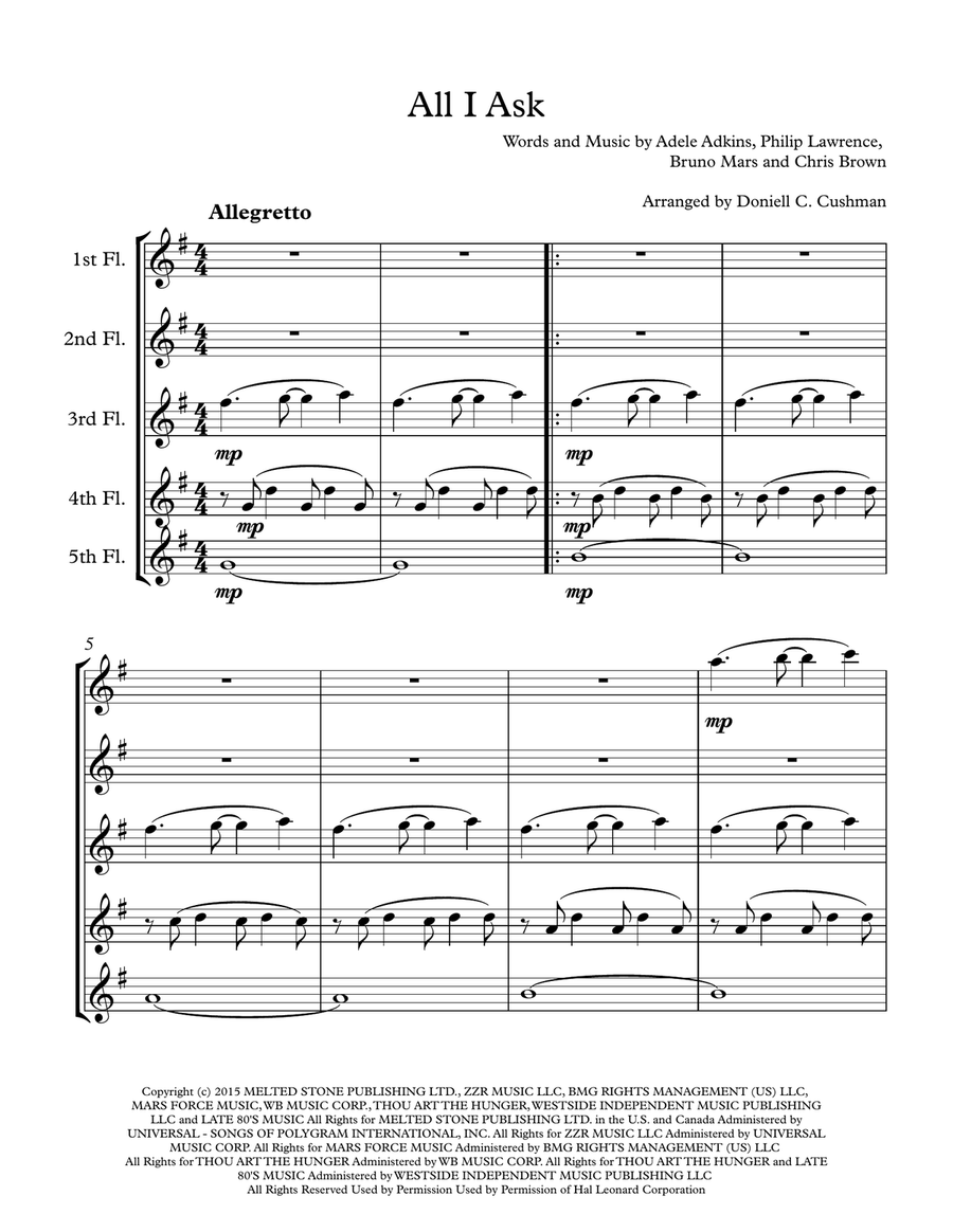 All I Ask Woodwind Ensemble scores gallery preview page 2