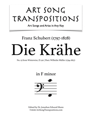 Book cover for SCHUBERT: Die Krähe, D. 911 no. 15 (transposed to F minor, bass clef)