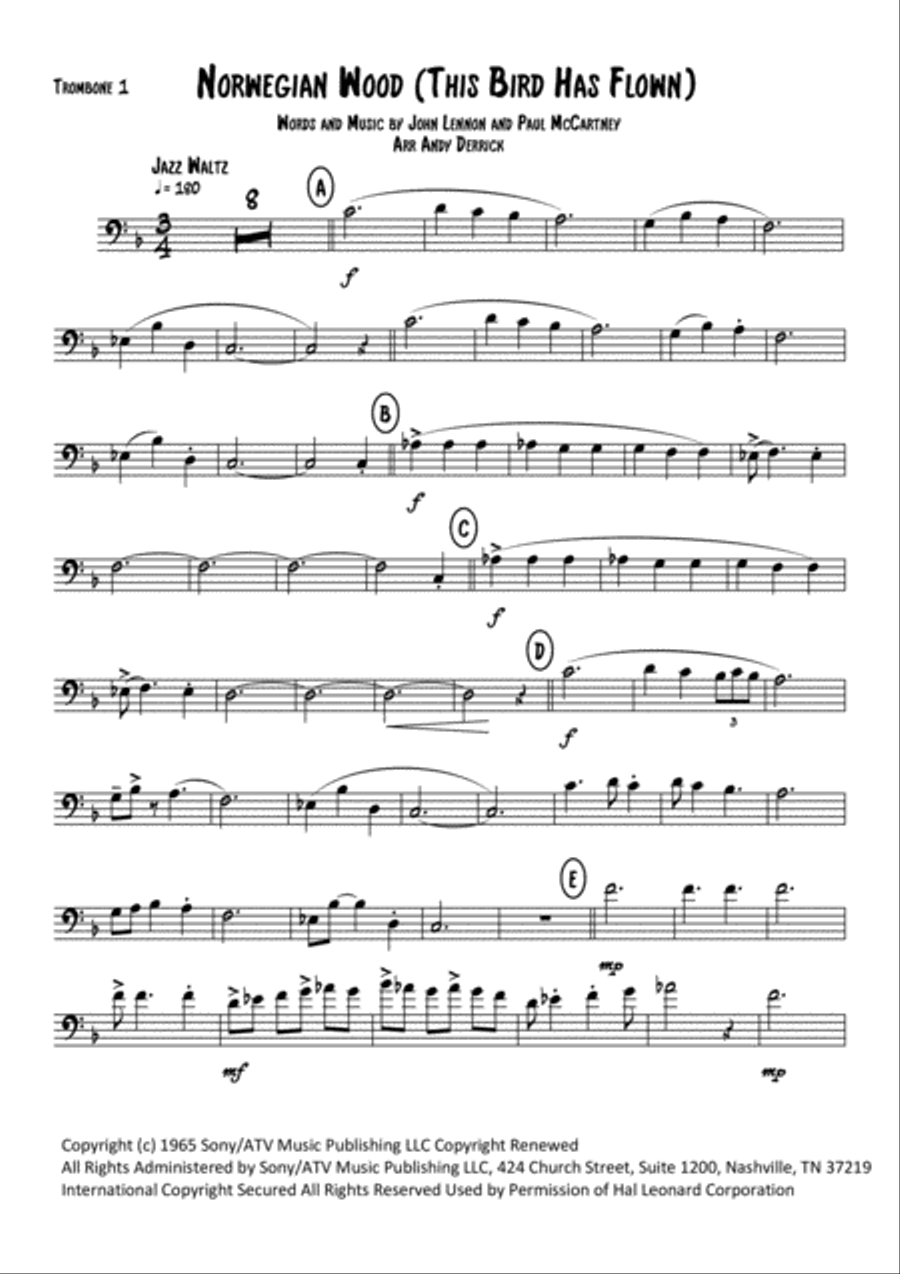 Norwegian Wood (This Bird Has Flown) Norwegian Wood (This Bird Has Flown) Brass Ensemble scores gallery preview page 5