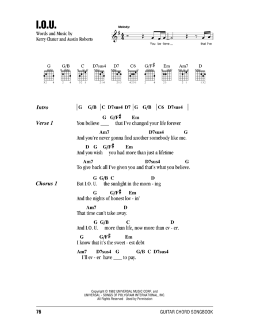 I.O.U. Acoustic Guitar scores gallery preview page 1