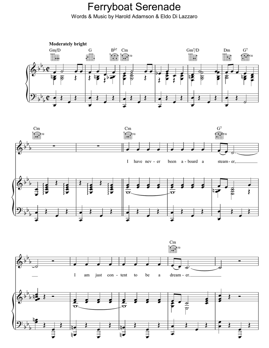 Ferryboat Serenade Ferryboat Serenade Piano, Vocal, Guitar scores gallery preview page 1