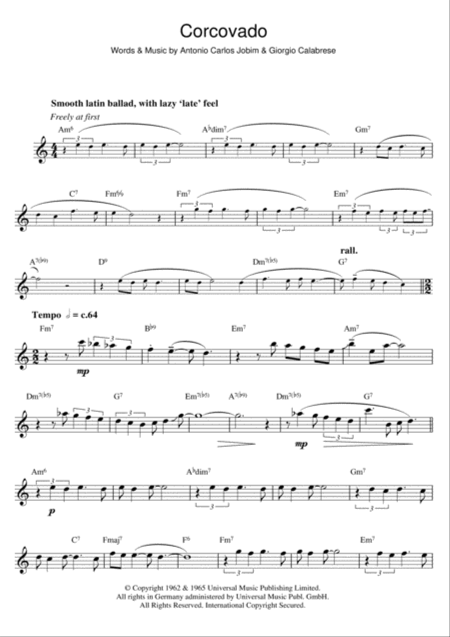 Corcovado (Quiet Nights Of Quiet Stars) Flute Solo scores gallery preview page 1