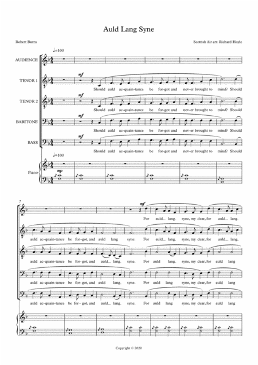 Auld Lang Syne (ttbb) TTBB scores gallery preview page 1