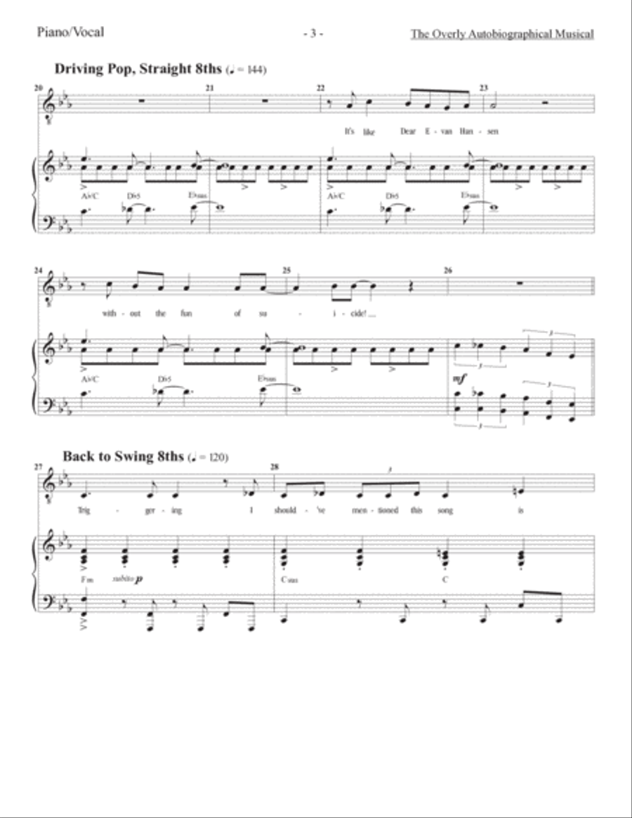 The Overly Autobiographical Musical Piano, Vocal, Guitar scores gallery preview page 3