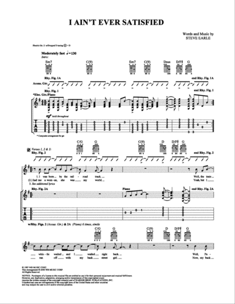 I Ain't Ever Satisfied Electric Guitar scores gallery preview page 1