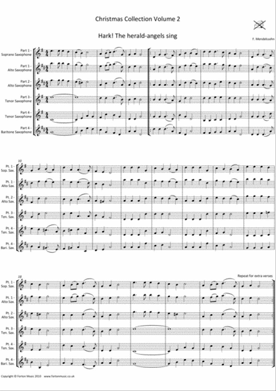 Christmas Collection Volume 2 Saxophone Ensemble scores gallery preview page 2