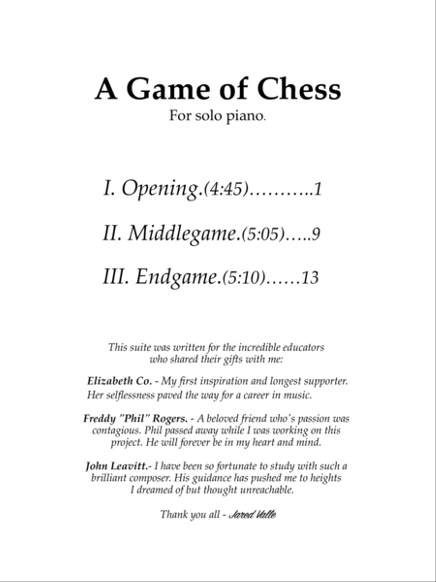 A game of chess Piano Solo scores gallery preview page 2
