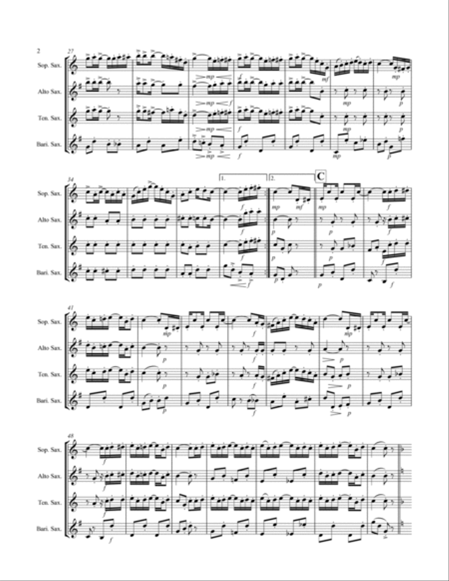 Joplin - “The Entertainer” (for Saxophone Quartet SATB) Saxophone Quartet scores gallery preview page 3