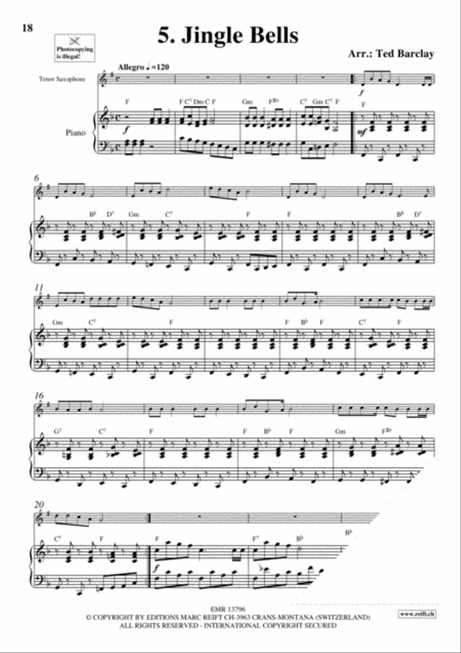 10 Easy Christmas Solos Tenor Saxophone scores gallery preview page 7