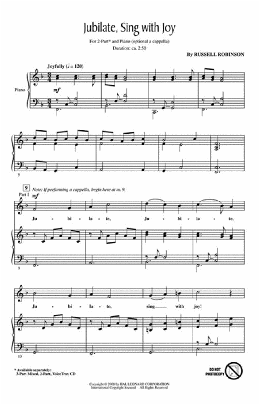 Jubilate, Sing with Joy A Cappella scores gallery preview page 2
