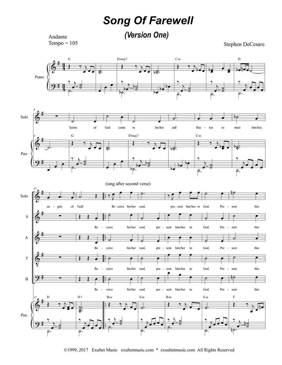 Song Of Farewell Song Of Farewell 4-Part scores gallery preview page 1