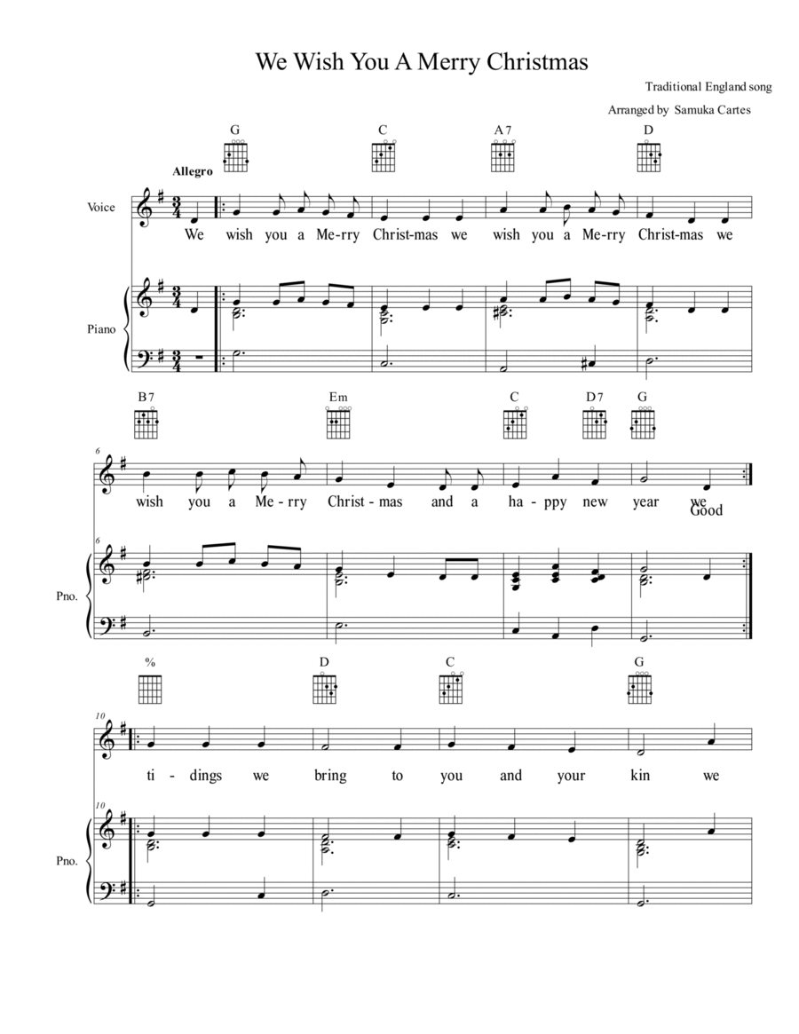 We wish you a Merry Christmas Piano scores gallery preview page 1