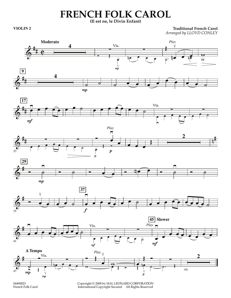 French Folk Carol - Violin 2 Orchestra scores gallery preview page 1