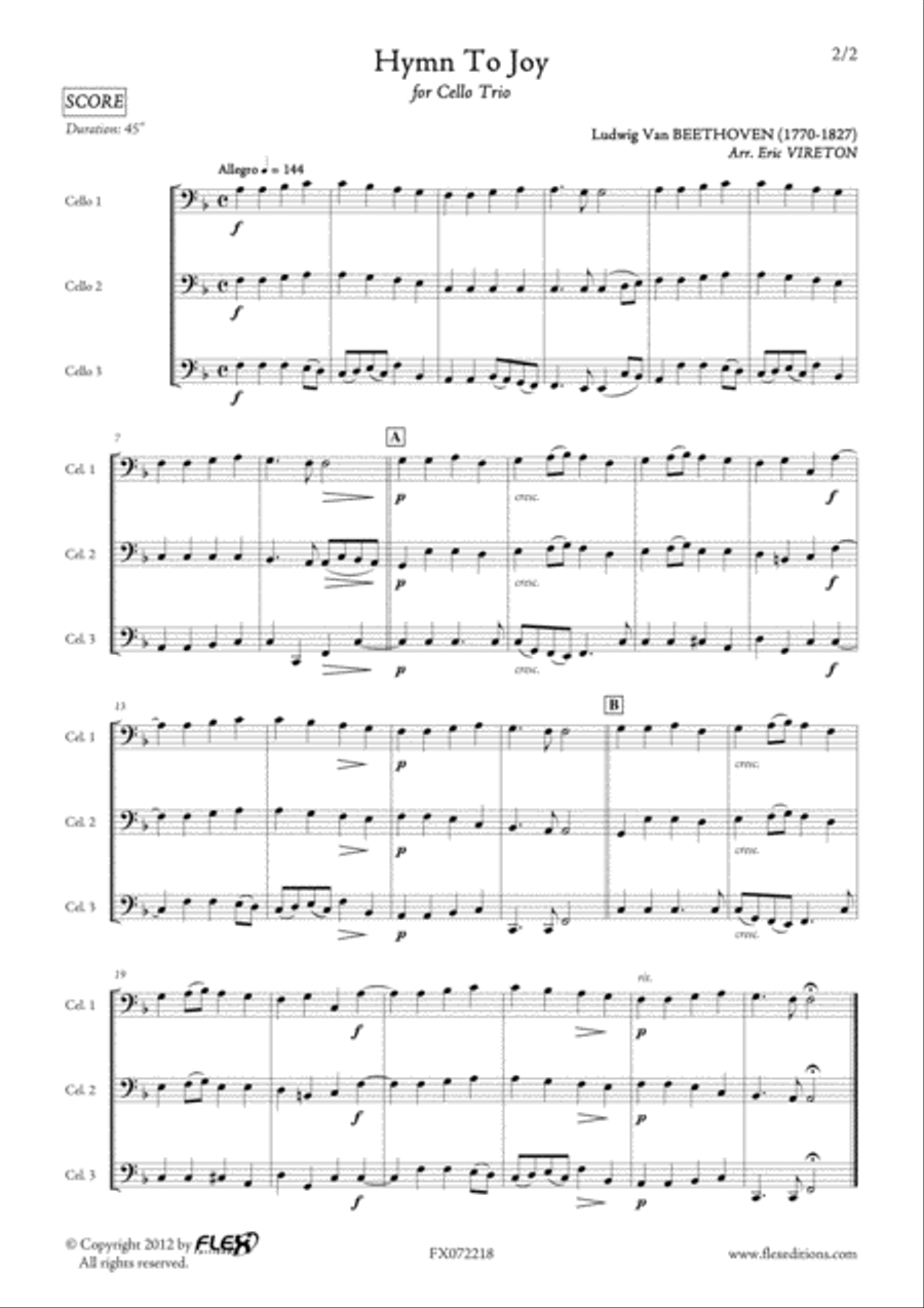 Hymn to Joy Cello scores gallery preview page 2