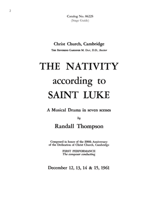 The Nativity According to St. Luke (Downloadable Stage Guide)