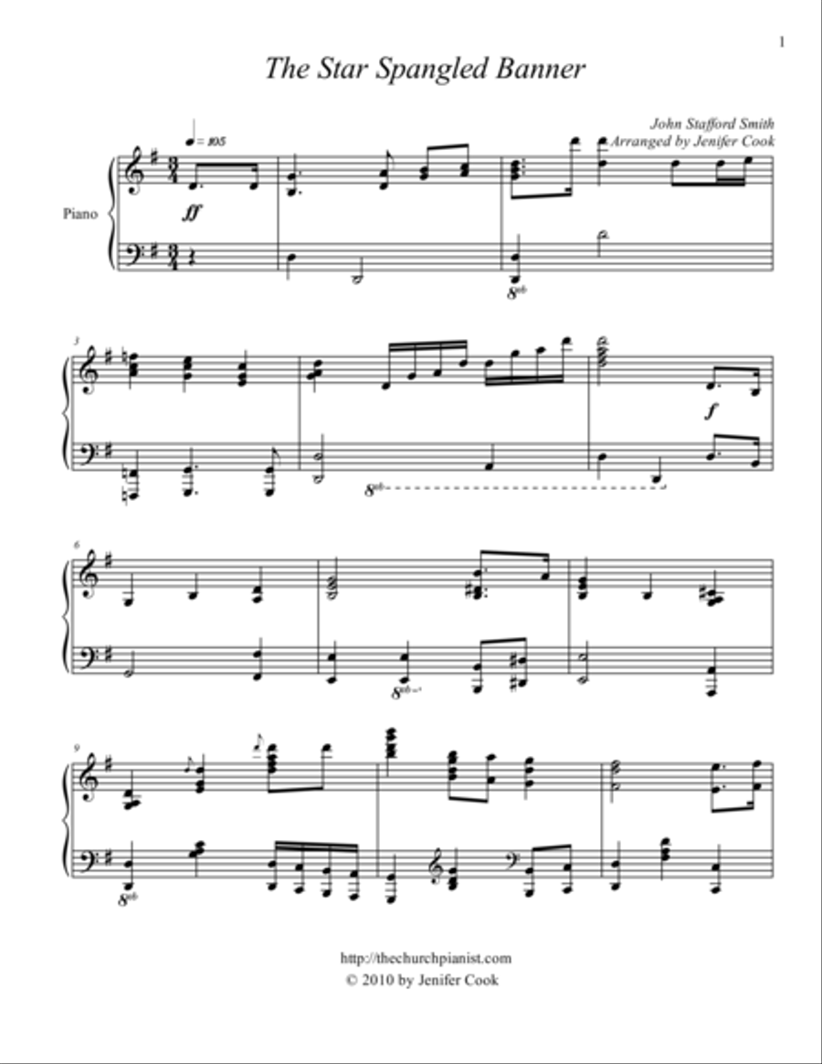 The Star Spangled Banner The Star Spangled Banner Piano Solo scores gallery preview page 1