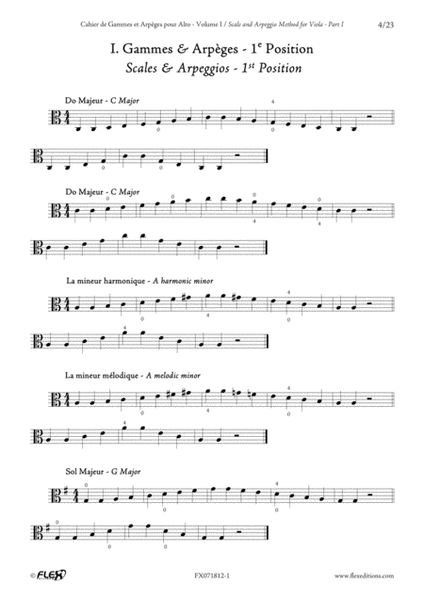 Scales and Arpeggios Method for Viola Part I - First Position