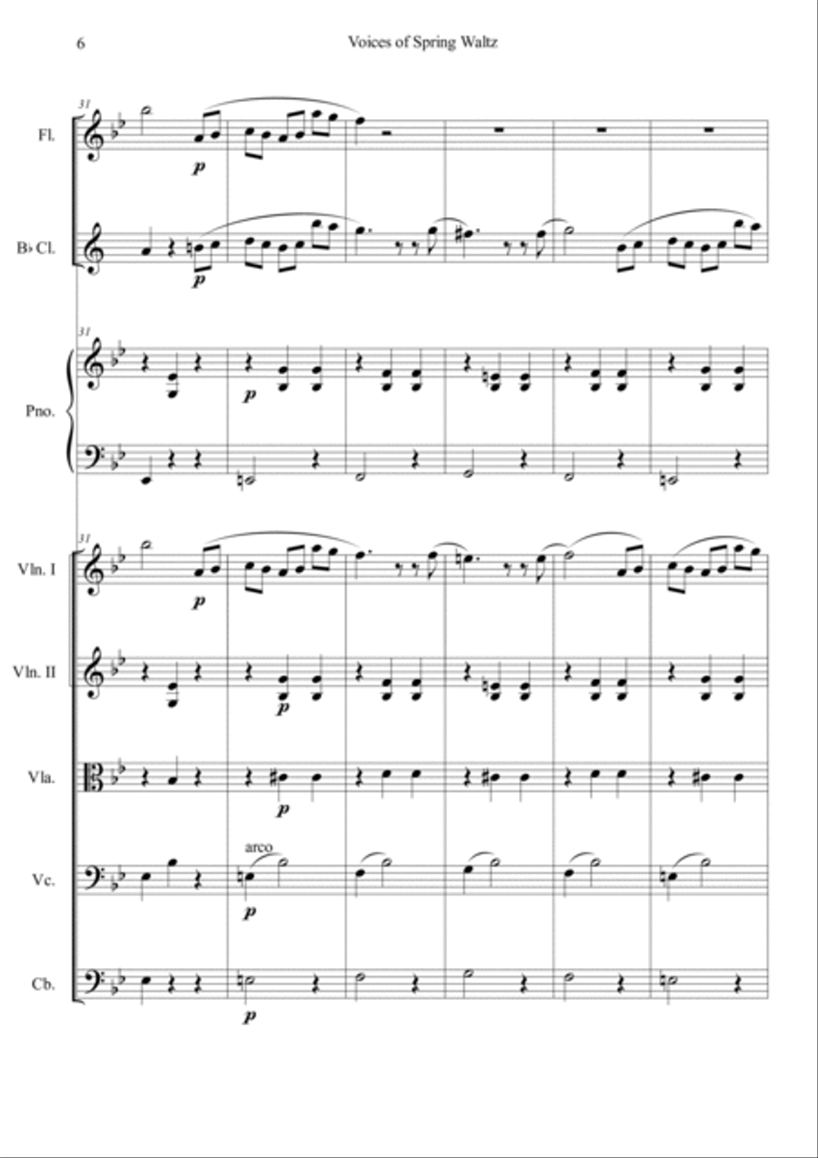 Voice of Spring Waltz Orchestra scores gallery preview page 6