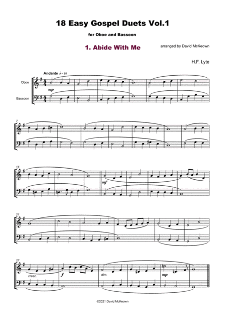 18 Easy Gospel Duets Vol.1 for Oboe and Bassoon Woodwind Duet scores gallery preview page 3