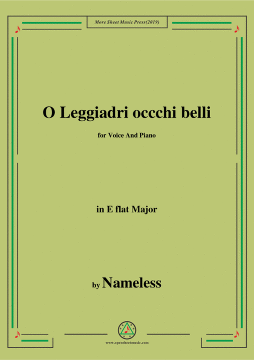 Nameless-O Leggiadri occchi belli,in A flat Major,for Voice and Piano image number null