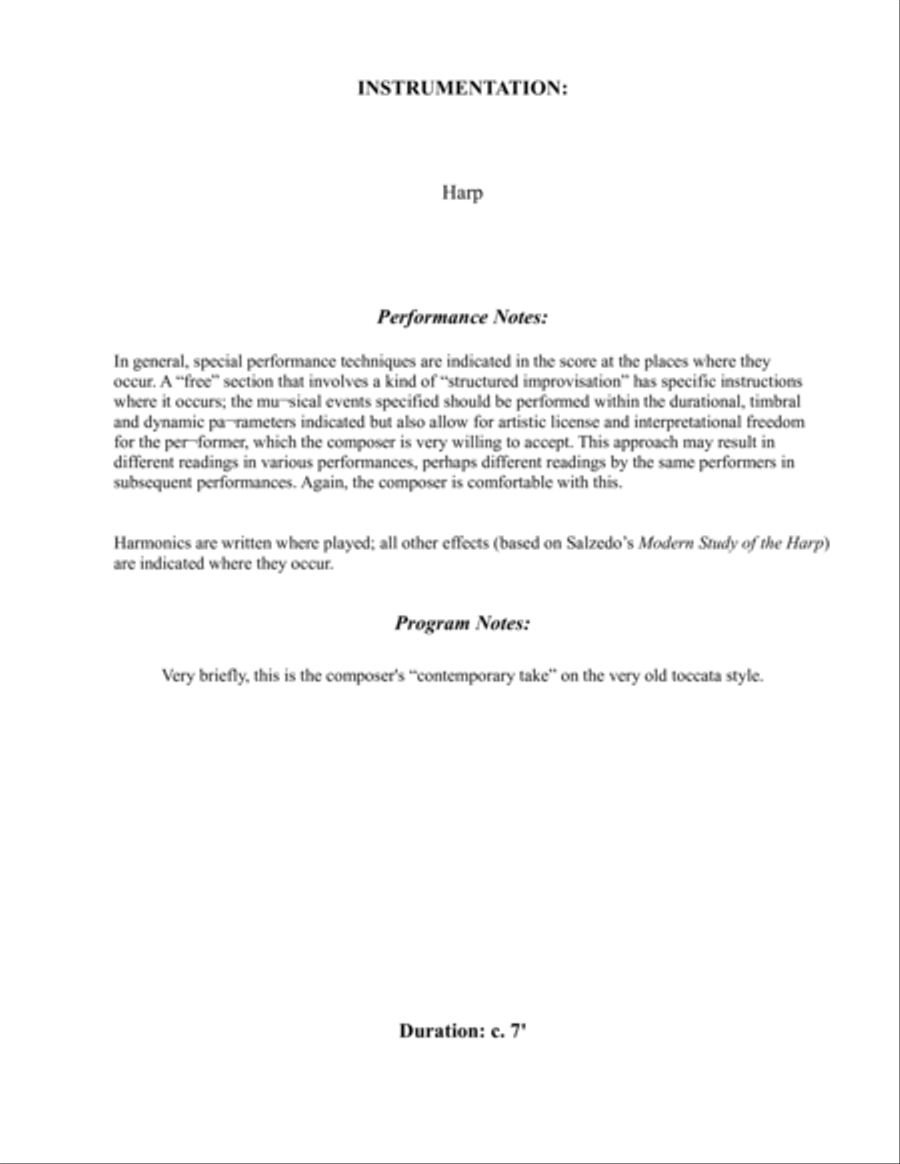 Toccata Fantasy II for Harp Solo Harp scores gallery preview page 2