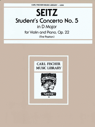Book cover for Student's Concerto No. 5 In D Major