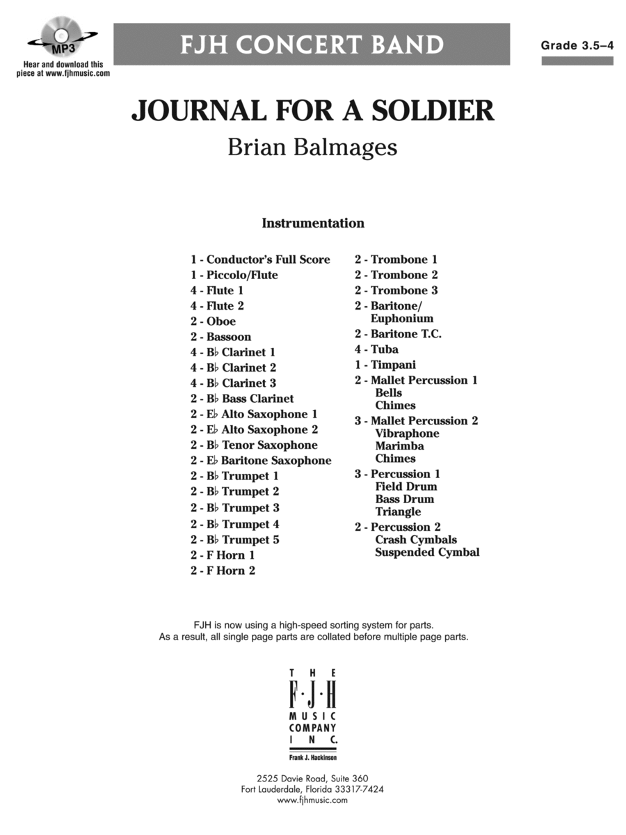 Journal for a Soldier: Score Concert Band scores gallery preview page 1