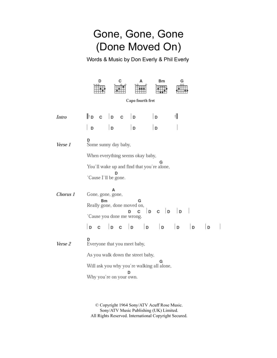 Gone, Gone, Gone (Done Moved On) Acoustic Guitar scores gallery preview page 1
