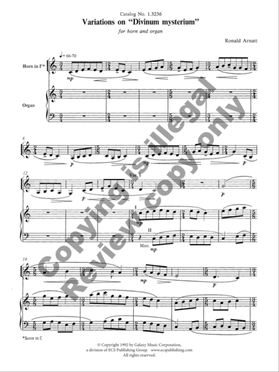 Variations on Divinum mysterium Horn scores gallery preview page 3