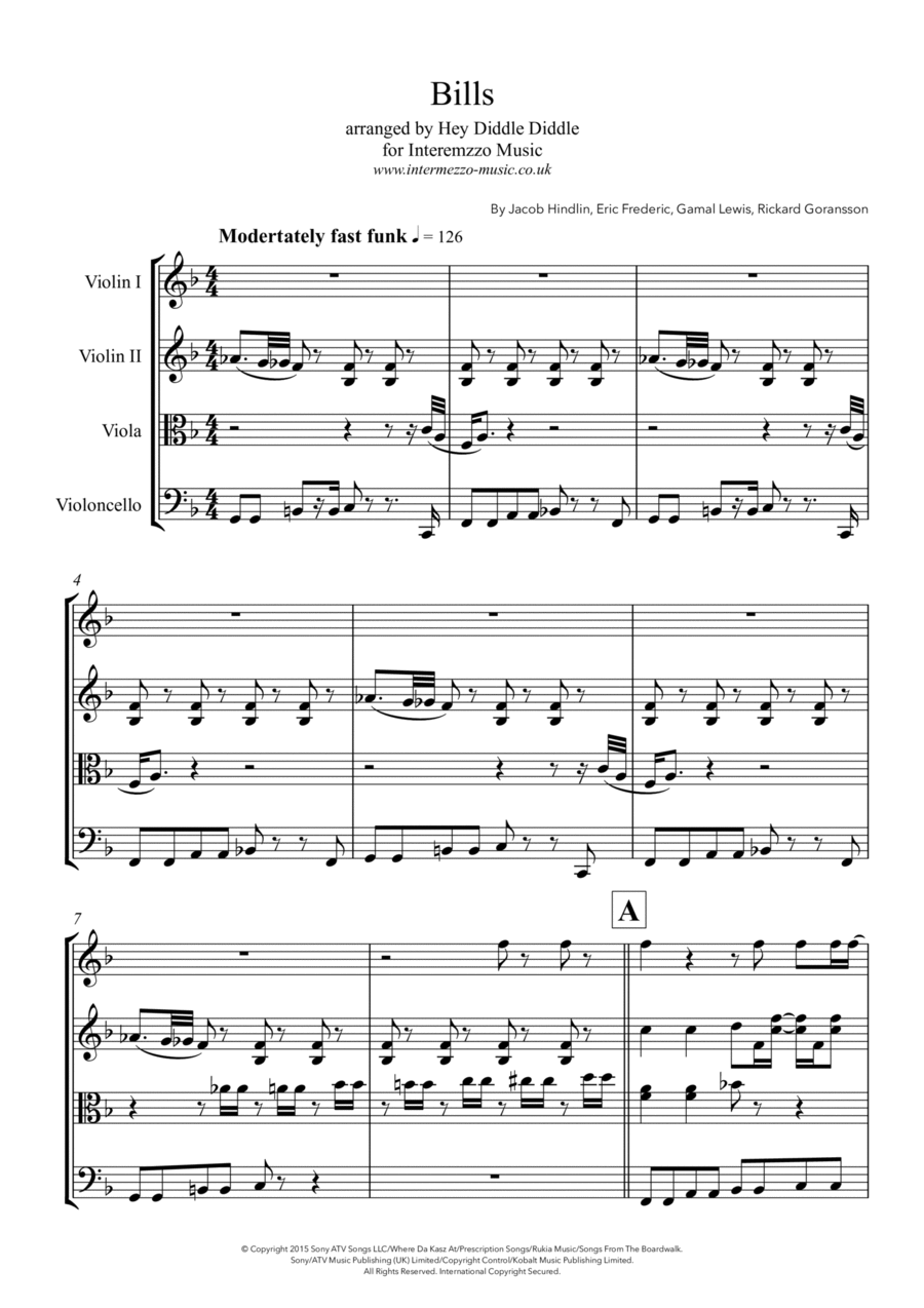Bills Bills String Quartet scores gallery preview page 1