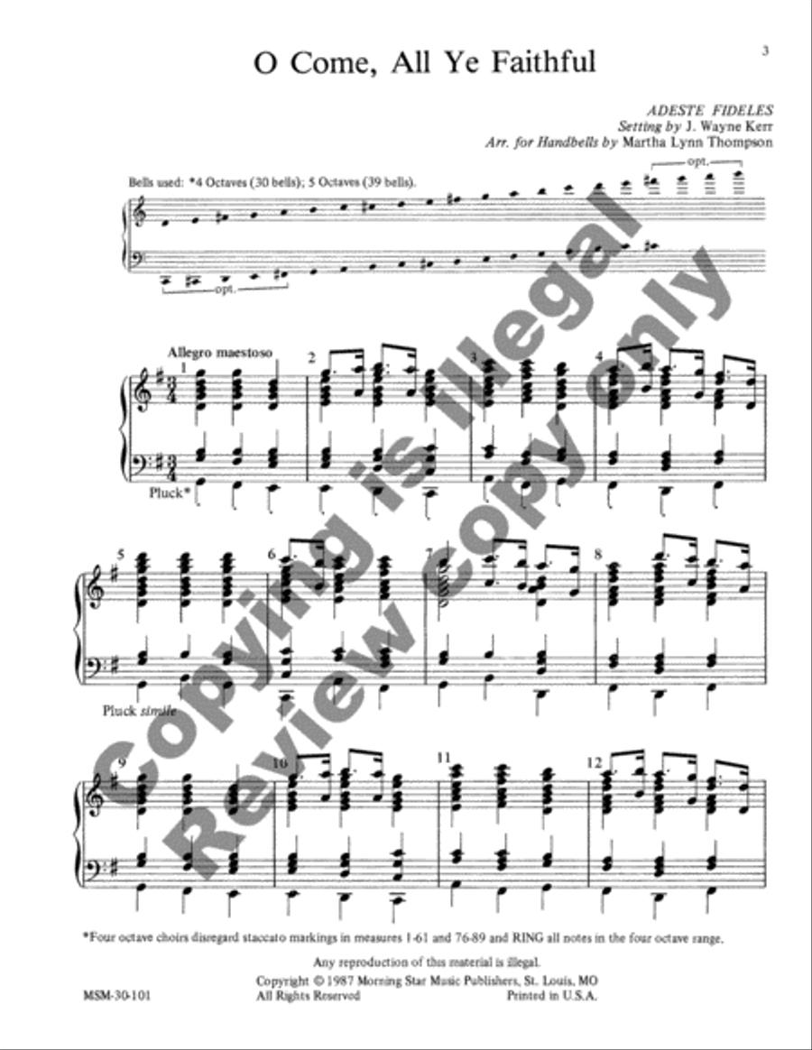 O Come, All Ye Faithful Handbell Choir scores gallery preview page 2
